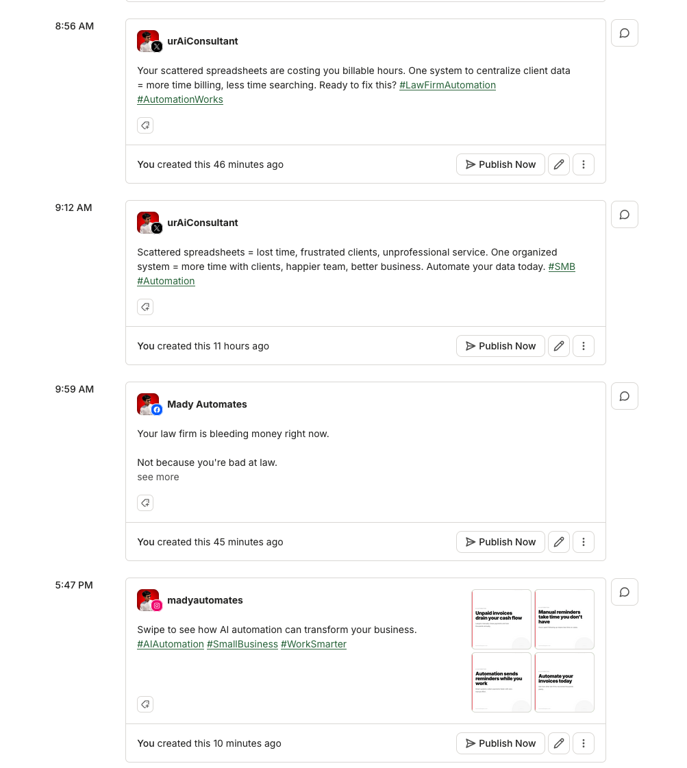 Social Media Automation — Buffer scheduled posts