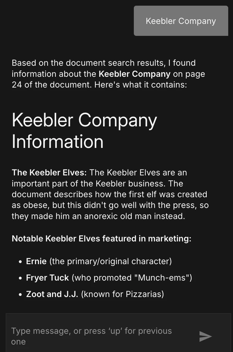 Pinecone RAG — response output