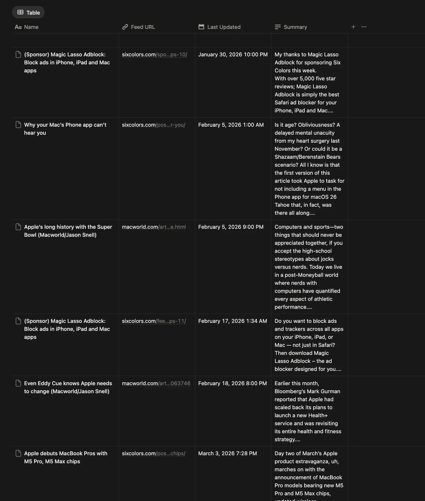 RSS to Notion — Notion DB