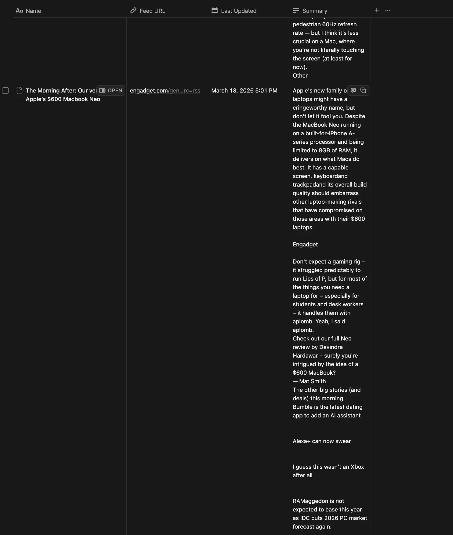 RSS to Notion — Notion DB