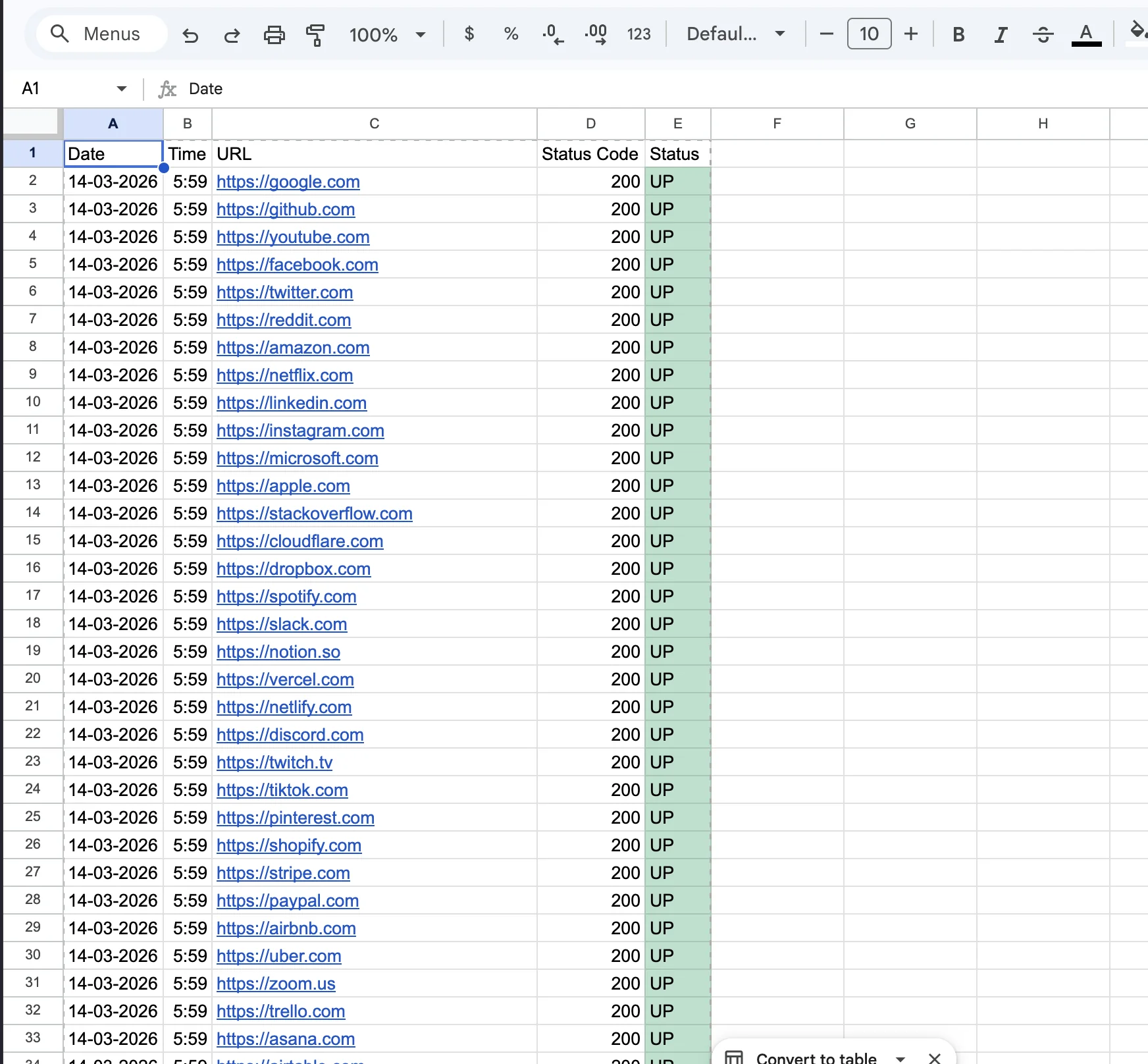 Ping Tester — Sheet