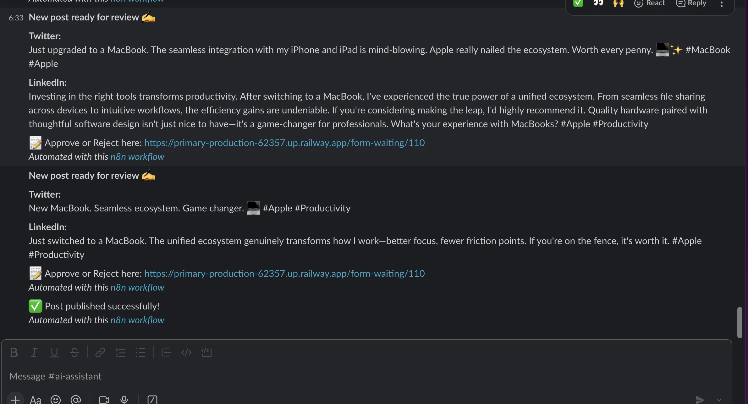 AI Content Approval — Slack review