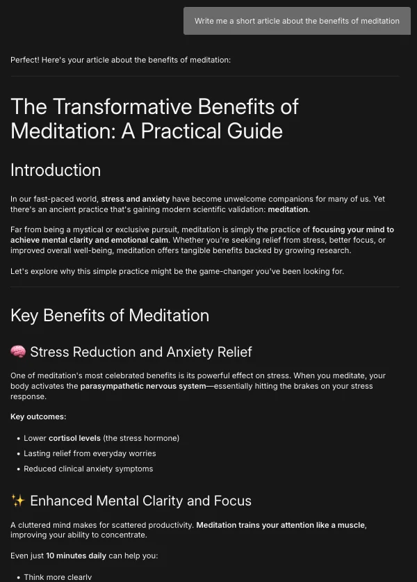 Multi-Agent — Agent response output